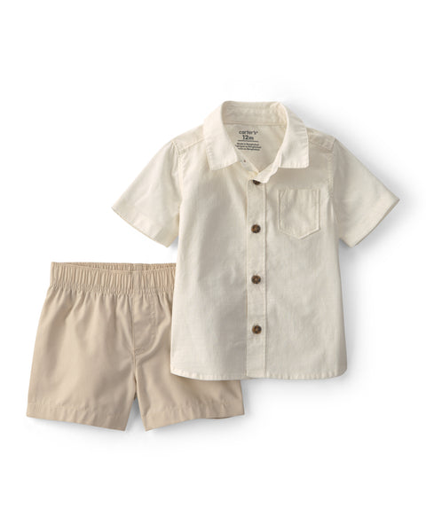 Carters Conjunto De Short Beige para Bebé Niño