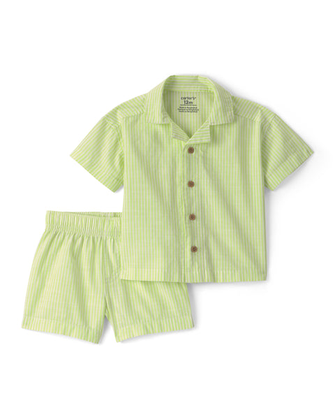 Carters Conjunto De Short Green para Bebé Niño