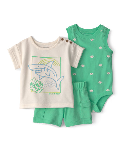 Carters Conjunto De Short Green 3pcs para Bebé Niño