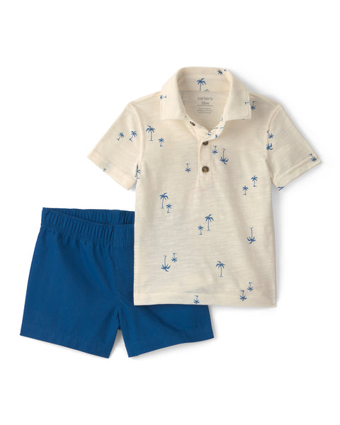 Carters Conjunto De Short White/blue para Bebé Niño