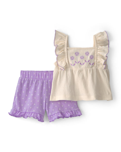 Carters Conjunto De Short Purple para Bebé Niña