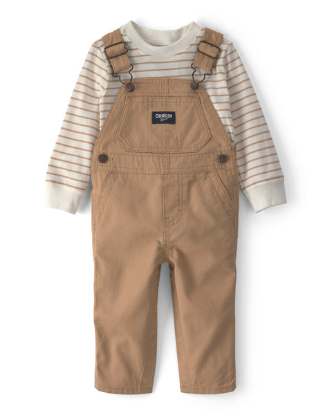 OSHKOSH BEBE NIÑO CONJ. DE OVEROL BROWN STRIPE