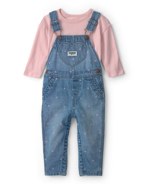 OSHKOSH BEBE NIÑA CONJ. DE OVEROL DENIM PINK