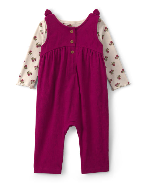 Carters Conjunto De Overol Knit Gauze Maroon Floral para Bebé Niña