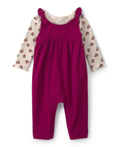 Carters Conjunto De Overol Knit Gauze Maroon Floral para Bebé Niña