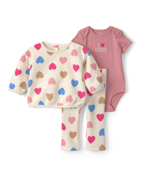 Carters Conjunto De Pantalon I Heart Daddy Cardi 3pcs para Bebé Niña