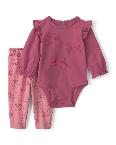 Carters Conjunto De Pantalon Bow Pink para Bebé Niña