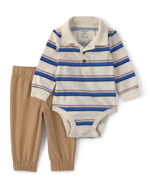 Carters Conjunto De Pantalon Blue Stripe para Bebé Niño