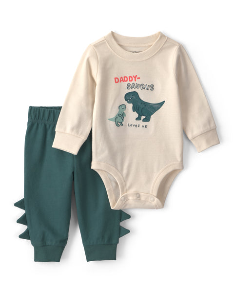 Carters Conjunto De Pantalon Dino Green para Bebé Niño