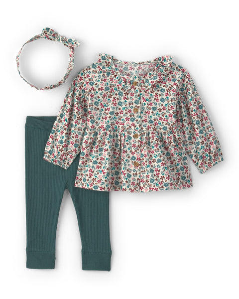 Carters Conjunto De Pantalon W/headband Floral 2pcs para Bebé Niña