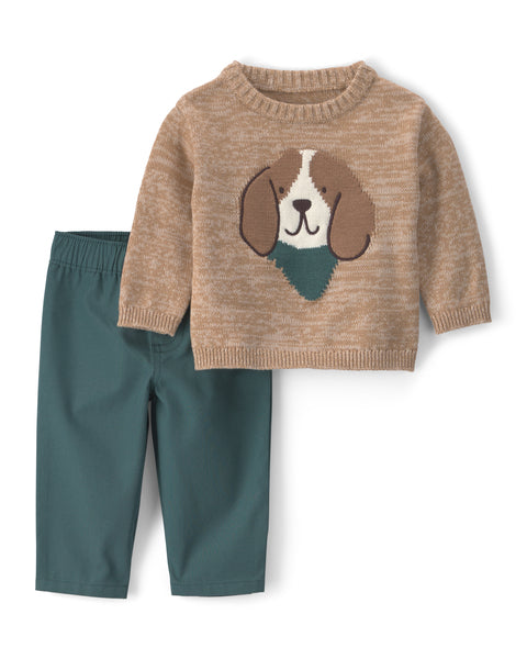 Carters Conjunto De Pantalon Dog Face 2pcs para Bebé Niño