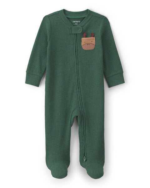 Carters Pijama Textured Moose Pocket Art para Bebé Niño