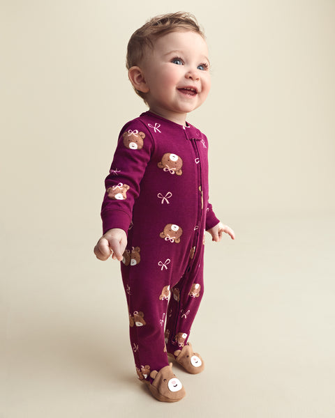 Carters Pijama Interlock Bear Bow Foot Art para Bebé Niño