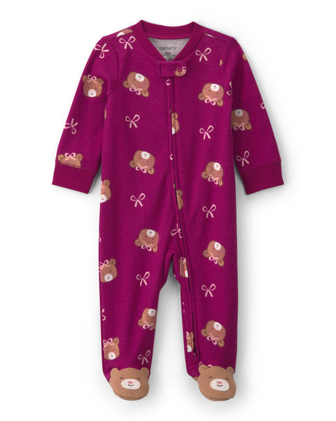 Carters Pijama Interlock Bear Bow Foot Art para Bebé Niño