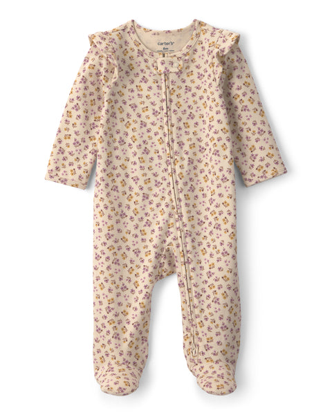 Carters Pijama Interlock Floral Ruffle Shoulder para Bebé Niño