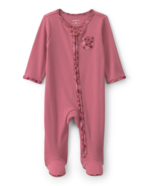 Carters Pijama Textured Floral Pocket para Bebé Niño