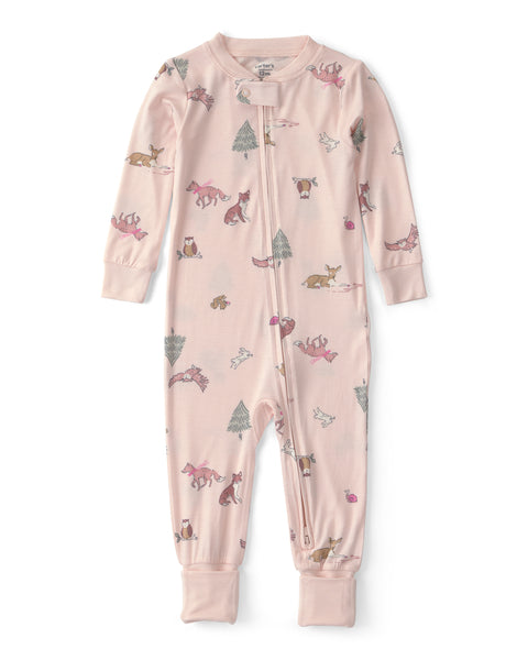 Carters Pijama Purely Soft Pink Woodland Print para Bebé Niña