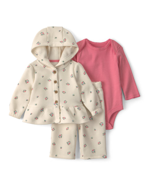 Carters Conjunto De Pantalon Bouquet Cardi Flower 3pcs para Bebé Niña