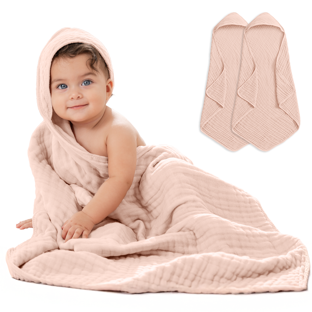 COMFY CUBS TOALLA CON CAPUCHA BLUSH 2PK