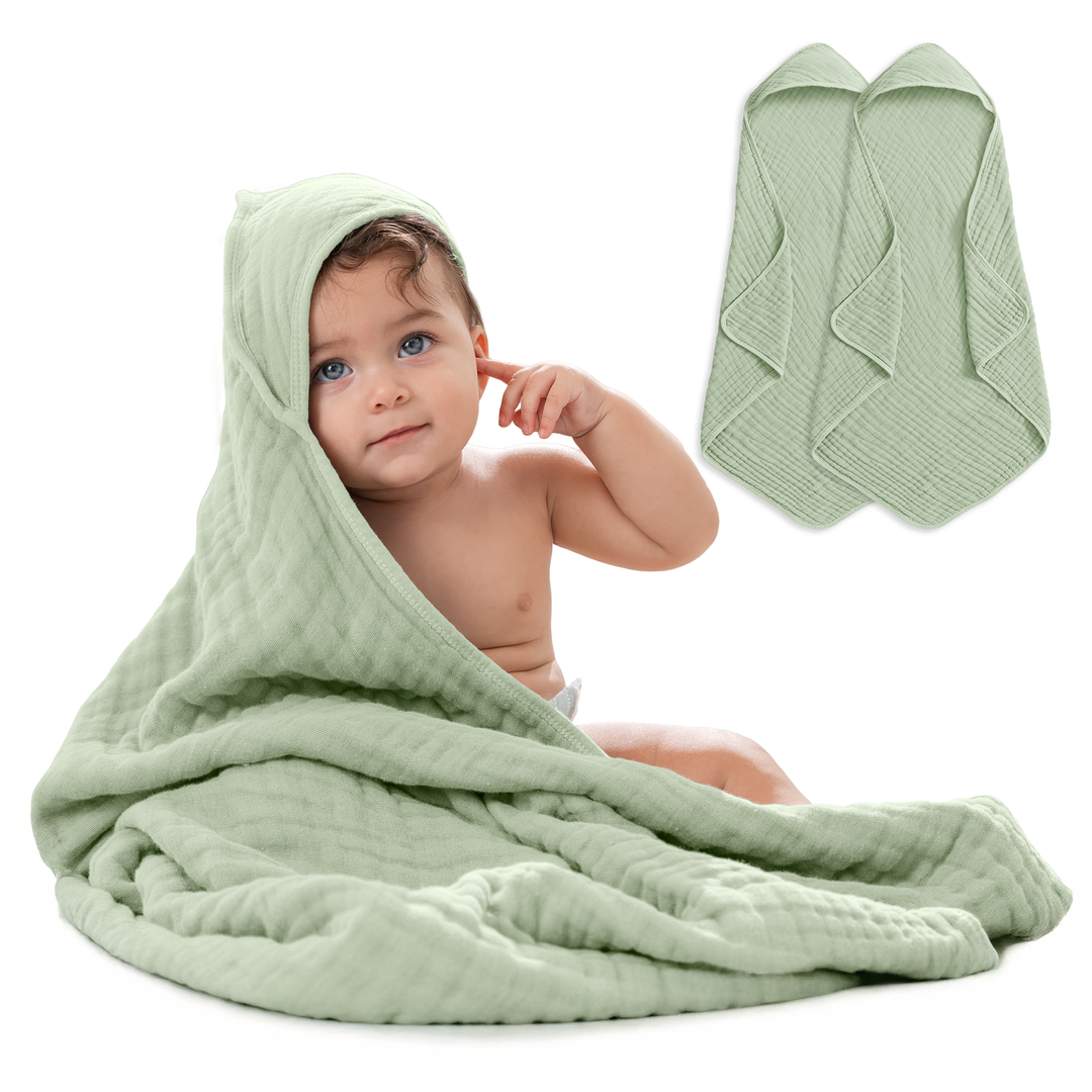 COMFY CUBS TOALLA CON CAPUCHA SAGE 2PK