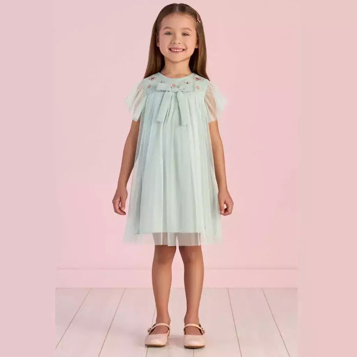 MON SUCRÉ NIÑA VESTIDO FLOWER GARDEN VERDE