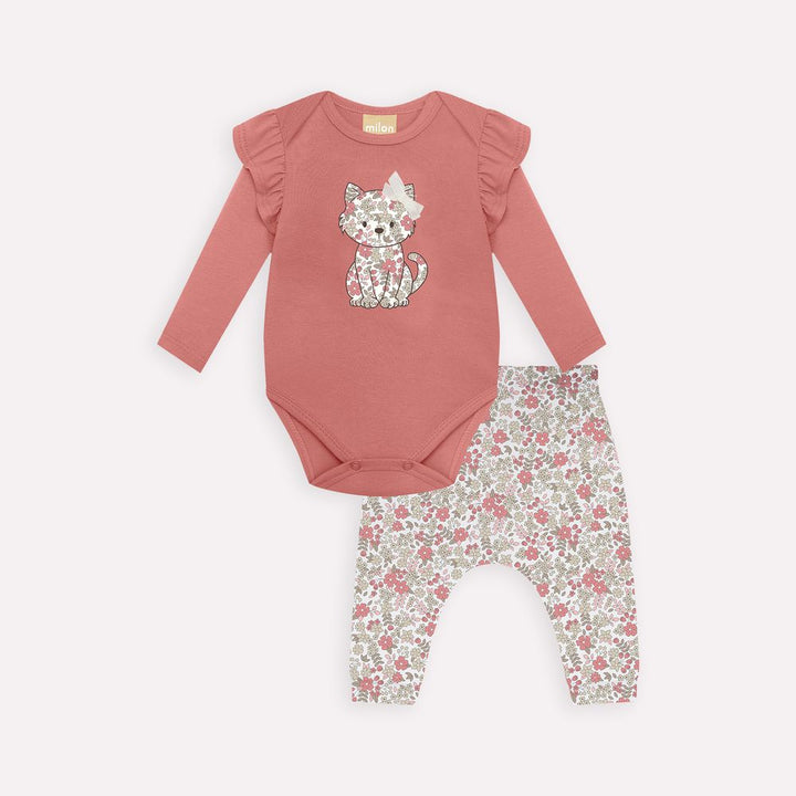 MILON BEBE NIÑA CONJ. DE PANTALON ROSADO