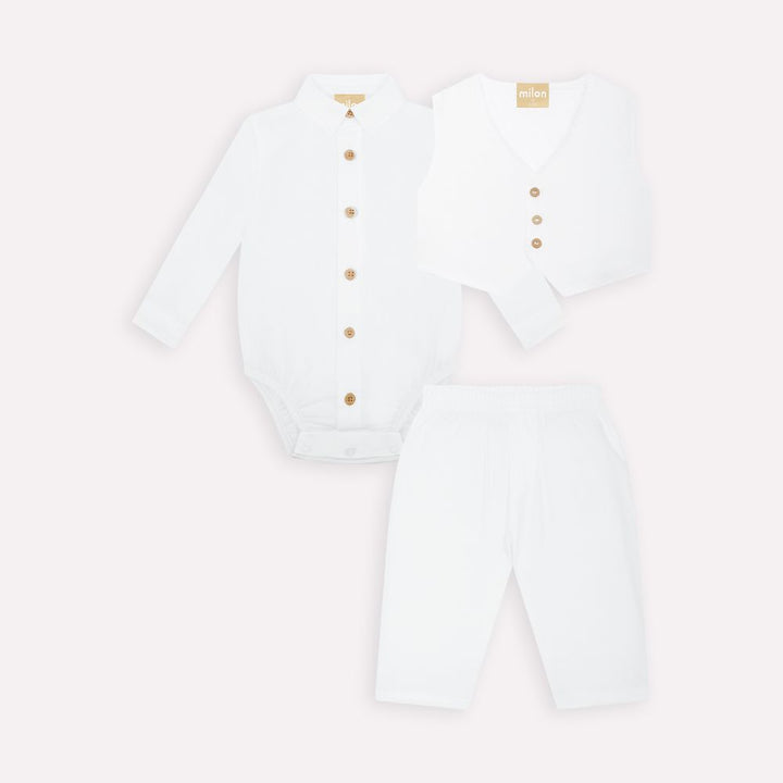 MILON BEBE NIÑO CONJ. DE PANTALON BLANCO