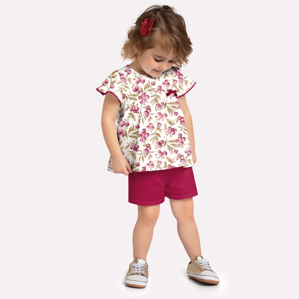 MILON NIÑA CONJ. DE SHORT FLORAL/ROSADO