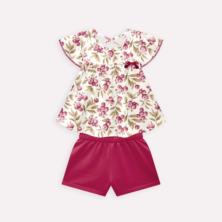 MILON NIÑA CONJ. DE SHORT FLORAL/ROSADO