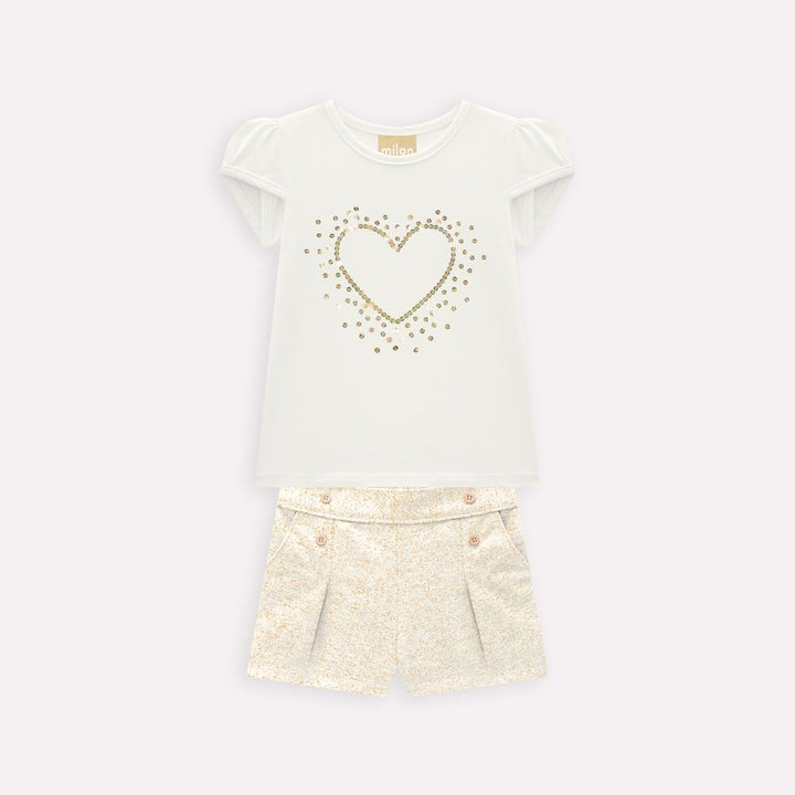 MILON NIÑA CONJ. DE SHORT BLANCO/BEIGE