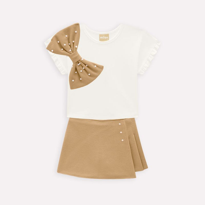 MILON NIÑA CONJ. DE FALDA BLANCO/BEIGE