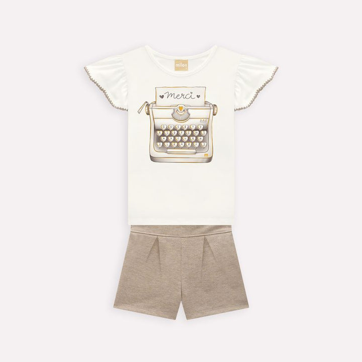 MILON NIÑA CONJ. DE SHORT BLANCO/BEIGE