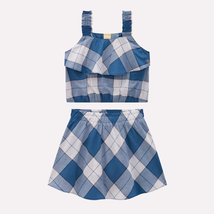 MILON NIÑA CONJ. DE FALDA CUADROS