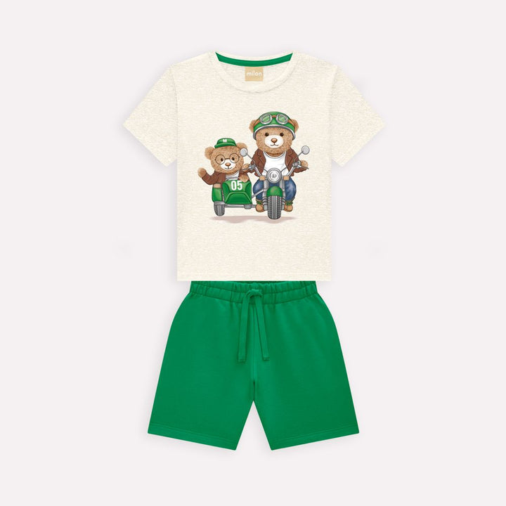 MILON NIÑO CONJ DE SHORT BLANCO/VERDE