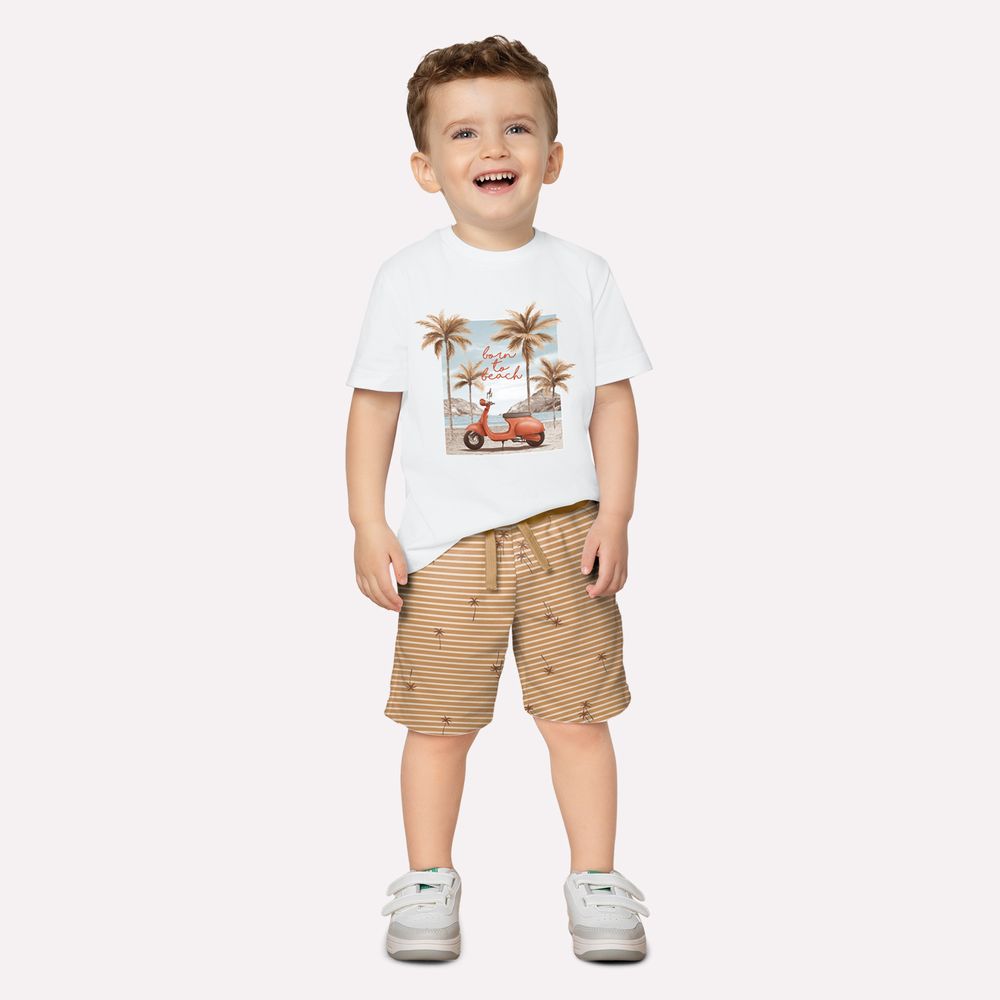 MILON NIÑO CONJ. DE SHORT BLANCO/CHOCOLATE