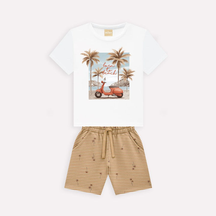 MILON NIÑO CONJ. DE SHORT BLANCO/CHOCOLATE