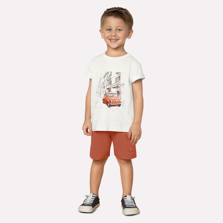 MILON NIÑO CONJ. DE SHORT BLANCO/ROJO