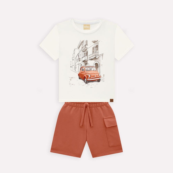 MILON NIÑO CONJ. DE SHORT BLANCO/ROJO