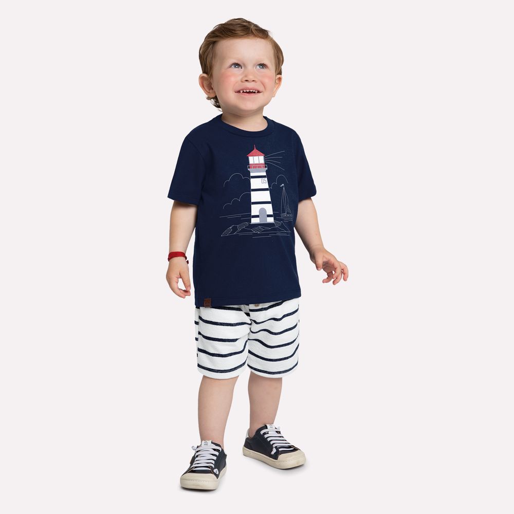 MILON NIÑO CONJ. DE SHORT AZUL/BLANCO