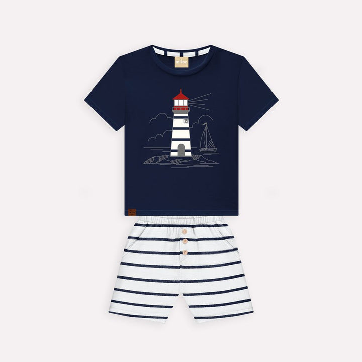 MILON NIÑO CONJ. DE SHORT AZUL/BLANCO
