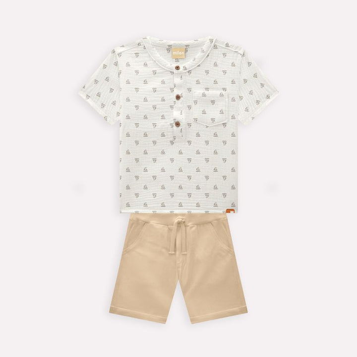 MILON NIÑO CONJ. DE SHORT BLANCO/BEIGE