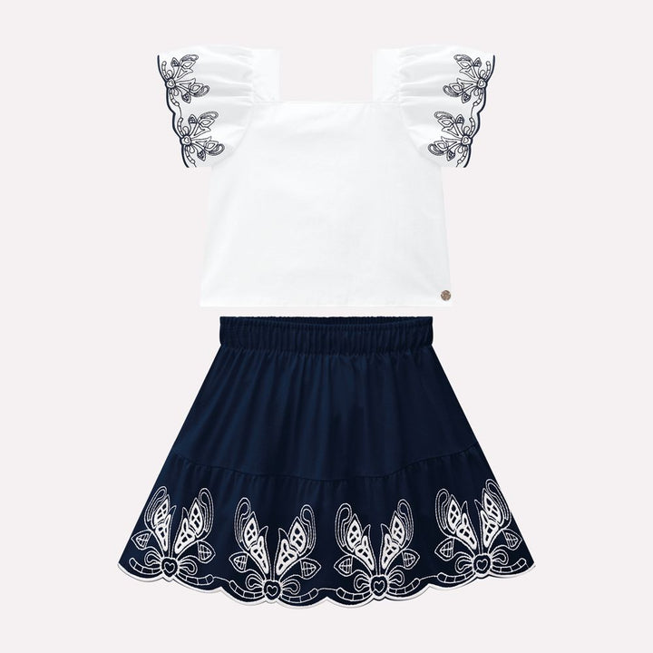 MILON NIÑA CONJ. DE FALDA AZUL/BLANCO