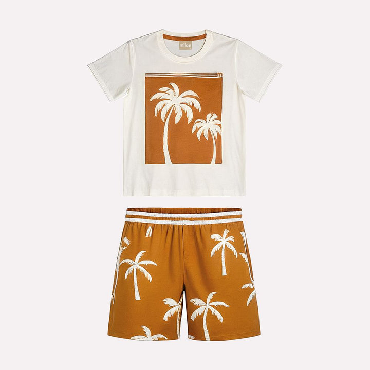 MILON NIÑO CONJ. DE SHORT BLANCO/MOSTAZA
