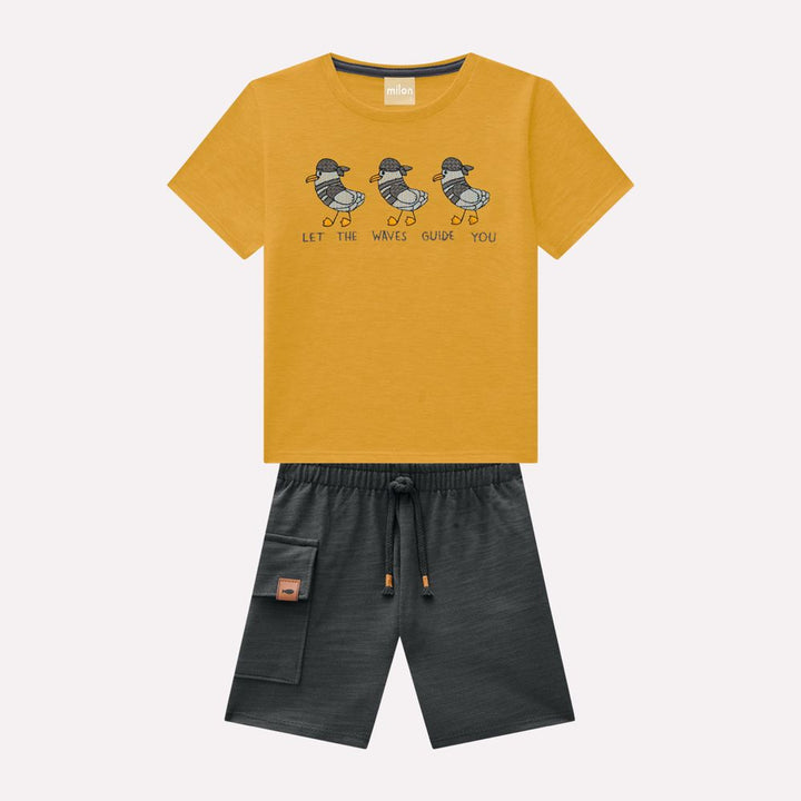 MILON NIÑO CONJ. DE SHORT MOSTAZA