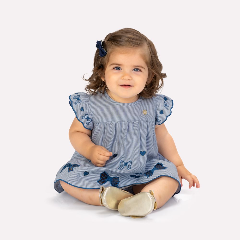 MILON BEBE NIÑA VESTIDO CON BRAGA AZUL