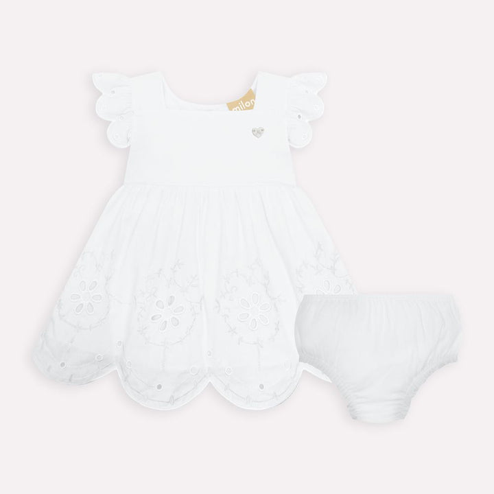 MILON BEBE NIÑA VESTIDO CON BRAGA BLANCO