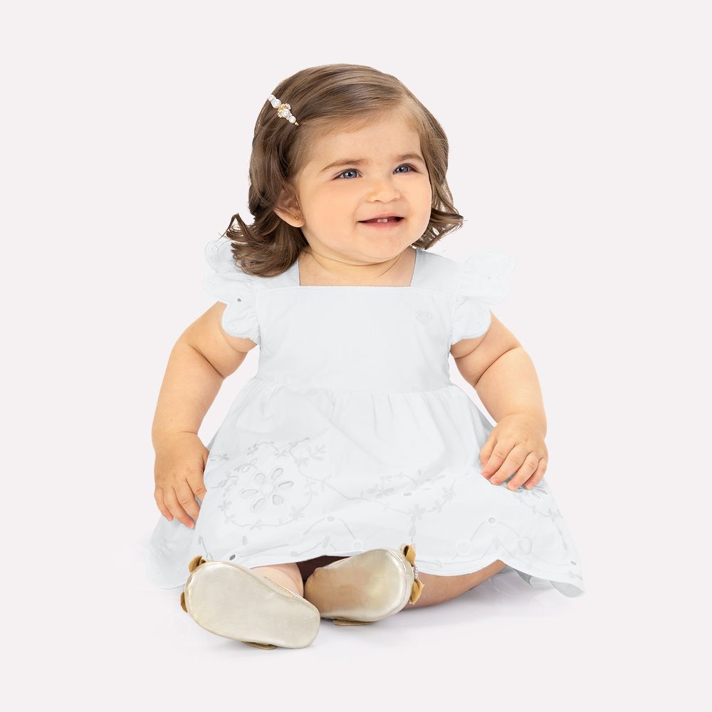 MILON BEBE NIÑA VESTIDO CON BRAGA BLANCO