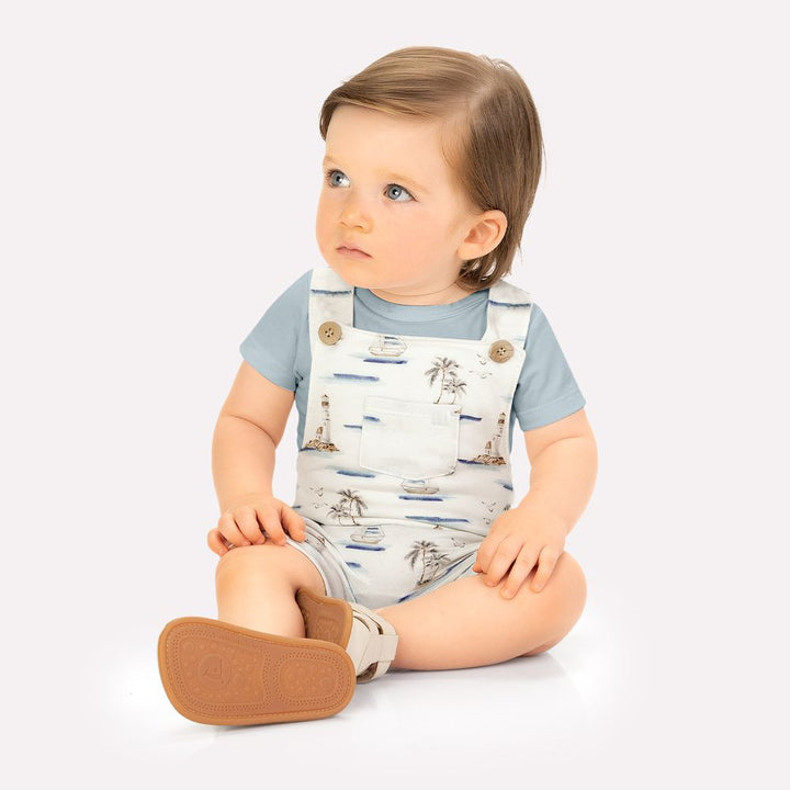 MILON BEBE NIÑO OVEROL CON BODY CELESTE