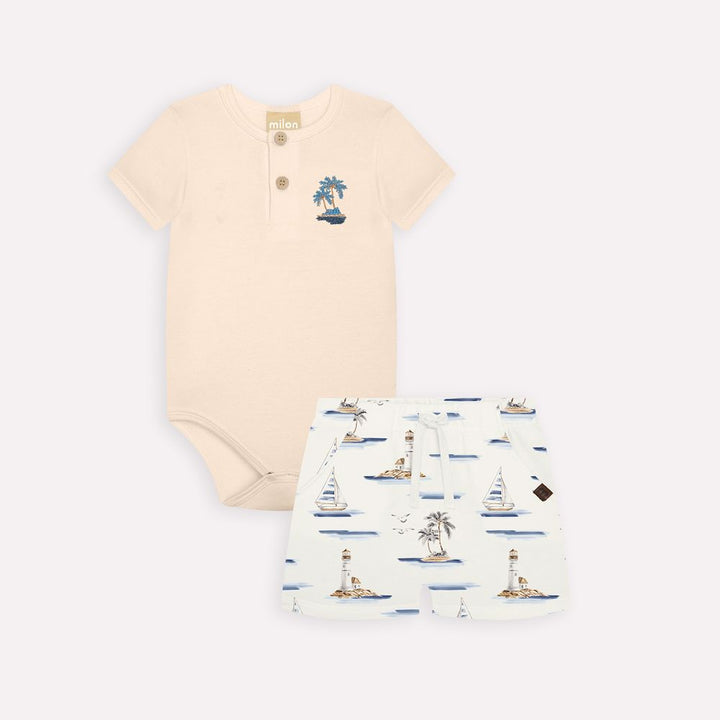 MILON BEBE NIÑO CONJ. DE SHORT BEIGE