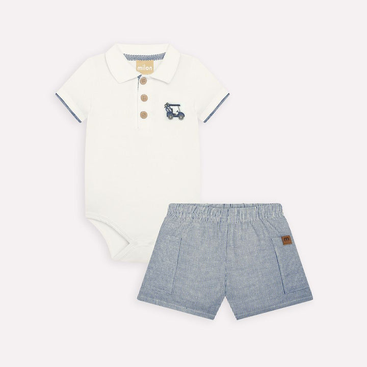 MILON BEBE NIÑO CONJ. DE SHORT BLANCO